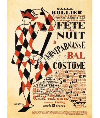 BAL MONTPARNASSE 1922 Rwgu-POSTER/REPRODUCTION d1 AFFICHE VINTAGE pour bénéficier 