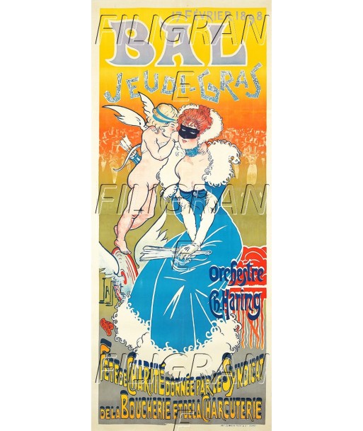 BAL SYNDICAT BOUCHERIE 1898 Rqwl-POSTER/REPRODUCTION d1 AFFICHE VINTAGE Venez découvrir notre 