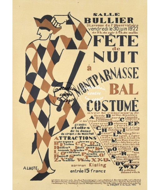 MONTPARNASSE BAL 1922 R35-POSTER/REPRODUCTION d1 AFFICHE VINTAGE sur le site 