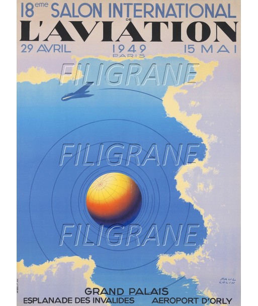 SALON AVIATION PARIS 1949 Rrwa-POSTER/REPRODUCTION d1 AFFICHE VINTAGE Faites des économies