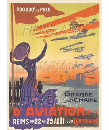 SEMAINE AVIATION 1909 REIMS Rhsz-POSTER/REPRODUCTION d1 AFFICHE VINTAGE Comparez et commandez 