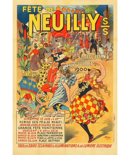 FêTE de NEUILLY 1900 Rddq-POSTER/REPRODUCTION d1 AFFICHE VINTAGE Dans la société mordern