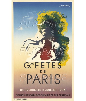 FêTES de PARIS 1934 Rxkg-POSTER/REPRODUCTION d1 AFFICHE VINTAGE Faites des économies