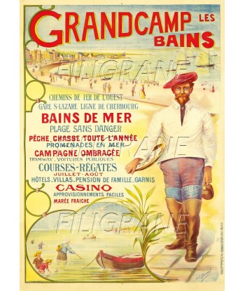 GRANDCAMP les BAINS PLAGE Rqdk-POSTER/REPRODUCTION d1 AFFICHE VINTAGE ou a consommer sur place