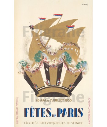 PUBLICITé: 1935 FêTES de PARIS:POSTER/REPRODUCTION d1 AFFICHE VINTAGE Profitez des Offres !