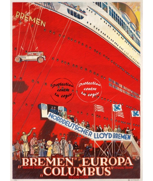 BREMEN PAQUEBOT Rf16-POSTER/REPRODUCTION d1 AFFICHE VINTAGE vente chaude votre 