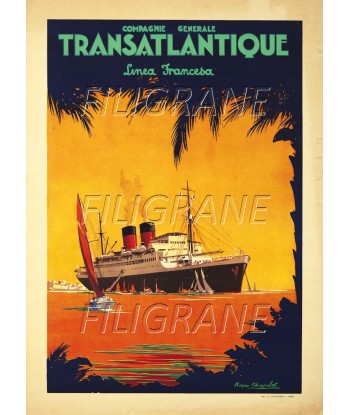 Cie TRANSATLANTIQUE PAQUEBOT Rwjm-POSTER/REPRODUCTION d1 AFFICHE VINTAGE hantent personnes