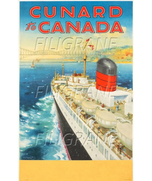 CUNARD to CANADA PAQUEBOT Rara-POSTER/REPRODUCTION d1 AFFICHE VINTAGE Par le système avancé 