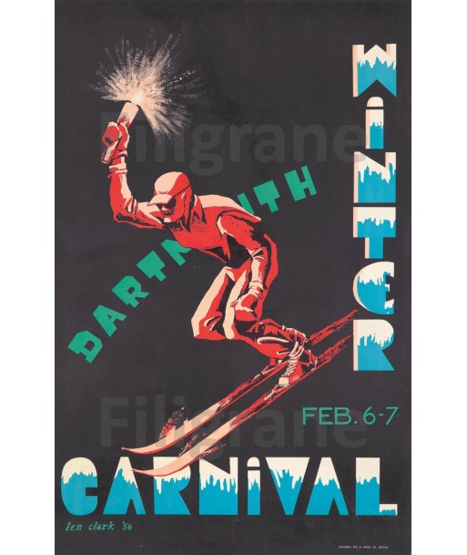 DARTMOUTH WINTER CARNIVAL Ryuy-POSTER/REPRODUCTION d1 AFFICHE VINTAGE de France