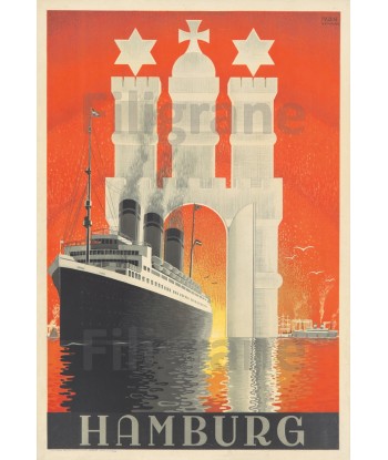 HAMBURG PAQUEBOT Rarz-POSTER/REPRODUCTION d1 AFFICHE VINTAGE Venez acheter