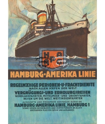 HAMBURG PAQUEBOT Rf43-POSTER/REPRODUCTION d1 AFFICHE VINTAGE pas chere