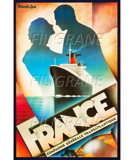 LE FRANCE PAQUEBOT Razj-POSTER/REPRODUCTION d1 AFFICHE VINTAGE votre restaurant rapide dans 