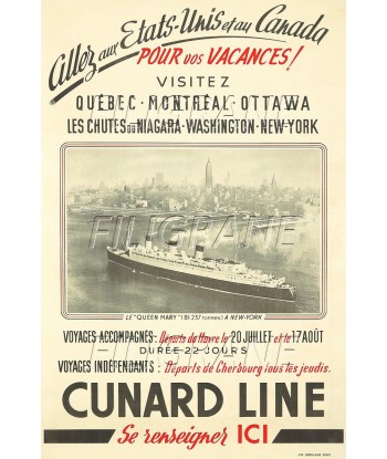 LE QUEEN MARY PAQUEBOT Rrsy-POSTER/REPRODUCTION d1 AFFICHE VINTAGE Profitez des Offres !