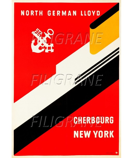 NORTH GERMAN LLOYD PAQUEBOT Rdej-POSTER/REPRODUCTION d1 AFFICHE VINTAGE Dans la société mordern