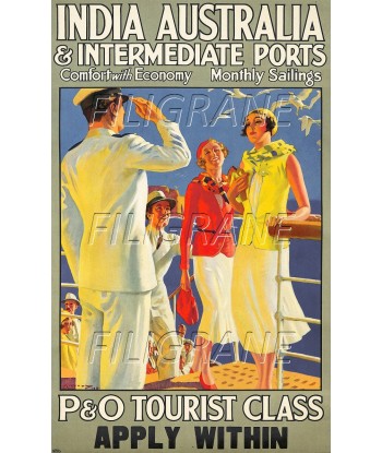 P&O TOURIST CLASS PAQUEBOT Rcgu-POSTER/REPRODUCTION d1 AFFICHE VINTAGE offre 