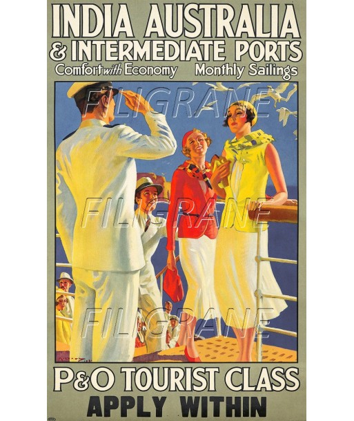 P&O TOURIST CLASS PAQUEBOT Rcgu-POSTER/REPRODUCTION d1 AFFICHE VINTAGE offre 