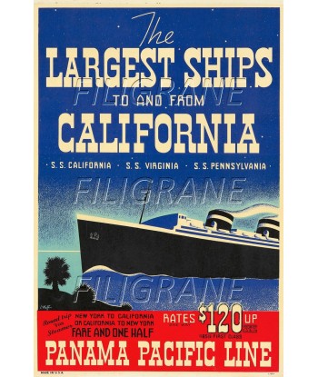 S.S CALIFORNIA PAQUEBOT Rtjn-POSTER/REPRODUCTION d1 AFFICHE VINTAGE pas cher 