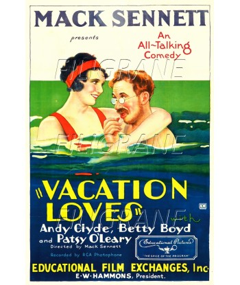 VACATION LOVES FILM Rjwr-POSTER/REPRODUCTION d1 AFFICHE VINTAGE pas chere