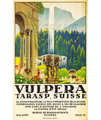 VULPERA THERMES SUISSE Ritx-POSTER/REPRODUCTION d1 AFFICHE VINTAGE Amélioration de cerveau avec