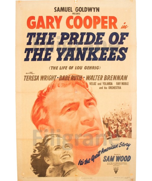 PRIDE OF THE YANKEES FILM Ravj-POSTER/REPRODUCTION d1 AFFICHE VINTAGE pas chere