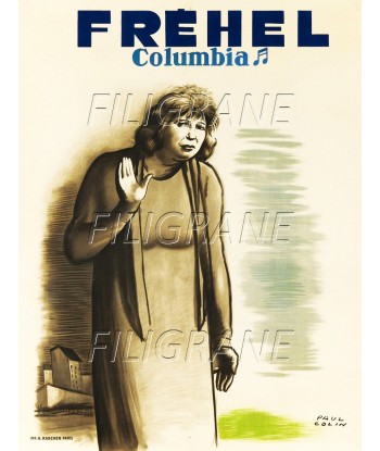 FréHEL CHANTEUSE Rnty-POSTER/REPRODUCTION d1 AFFICHE VINTAGE pour bénéficier 