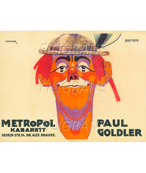 METROPOL CABARET P. GOLDLER Rnup-POSTER/REPRODUCTION d1 AFFICHE VINTAGE de l' environnement