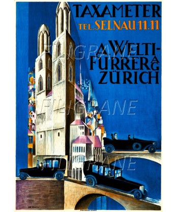 PUB A. WELTI ZURICH TAXAMETER Rygh-POSTER/REPRODUCTION d1 AFFICHE VINTAGE de votre