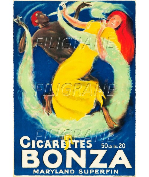 PUB BONZA CIGARETTES Rfcq-POSTER/REPRODUCTION d1 AFFICHE VINTAGE 2023