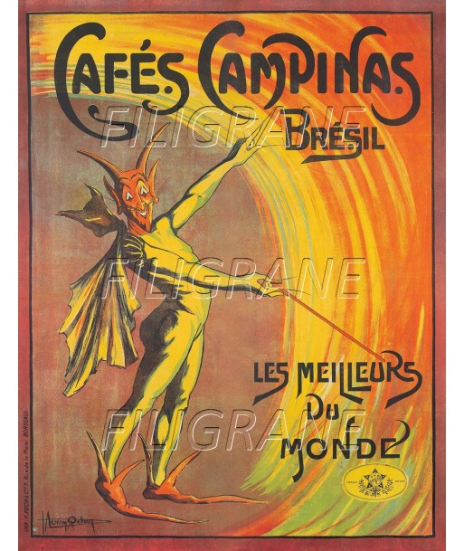 PUB CAMPINAS CAFéS Rhhx-POSTER/REPRODUCTION d1 AFFICHE VINTAGE Par le système avancé 