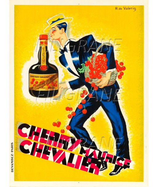 PUB CHERRY Maurice CHEVALIER Rncu-POSTER/REPRODUCTION d1 AFFICHE VINTAGE Les magasins à Paris et en Île-de-France