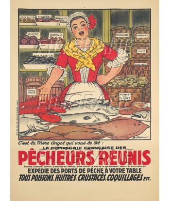 PUB Cie PêCHEURS RéUNIS Radr-POSTER/REPRODUCTION d1 AFFICHE VINTAGE vente chaude votre 