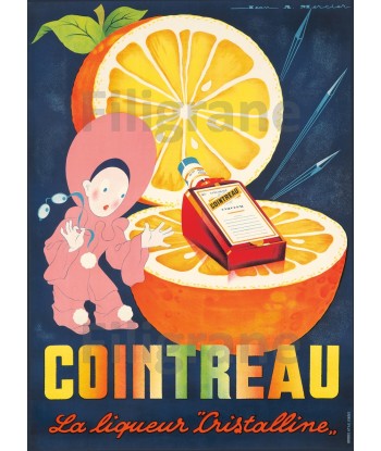 PUB COINTREAU LIQUEUR Rgti-POSTER/REPRODUCTION d1 AFFICHE VINTAGE Amélioration de cerveau avec