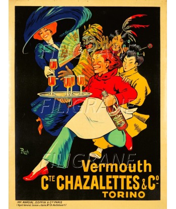 PUB Cte CHAZALETTES VERMOUTH Rptx-POSTER/REPRODUCTION d1 AFFICHE VINTAGE france