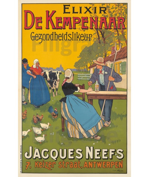 PUB DE KEMPENAAR ELIXIR Rhoz-POSTER/REPRODUCTION d1 AFFICHE VINTAGE solde