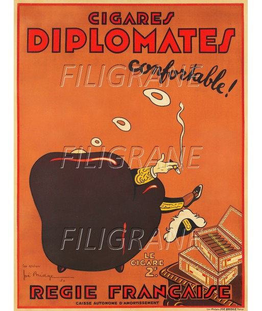 PUB DIPLOMATES CIGARES Rgqn-POSTER/REPRODUCTION d1 AFFICHE VINTAGE de pas cher