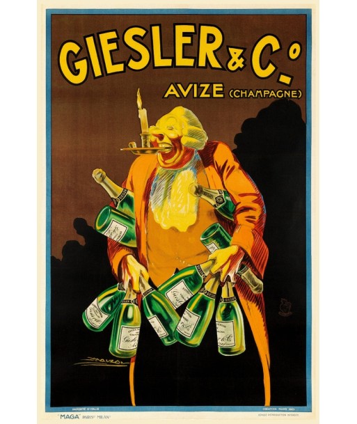 GIESLER CHAMPAGNE AVIZE Rqdv-POSTER/REPRODUCTION d1 AFFICHE VINTAGE prix pour 