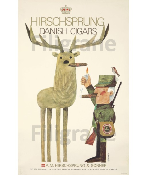 PUB HIRSCHSPRUNG CIGARE Rxka-POSTER/REPRODUCTION d1 AFFICHE VINTAGE d'Europe débarque