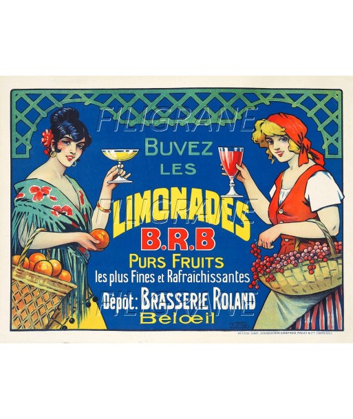 PUB LIMONADES B.R.B  Riqh-POSTER/REPRODUCTION d1 AFFICHE VINTAGE vous aussi creer 