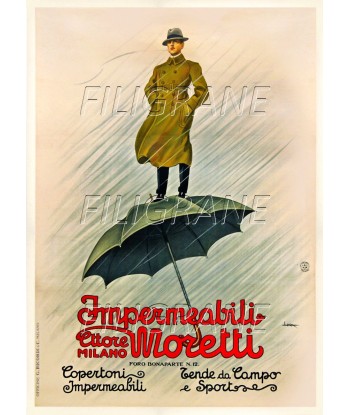 PUB MORETTI IMPERMEABILI Rsik-POSTER/REPRODUCTION d1 AFFICHE VINTAGE livraison et retour toujours gratuits