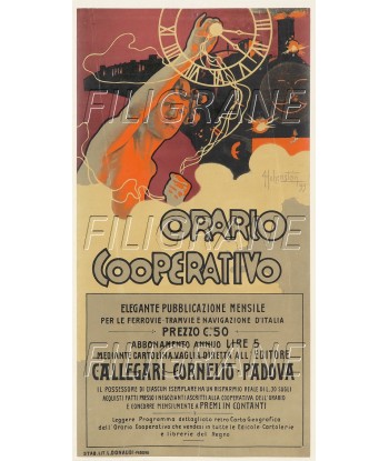 PUB ORARIO COOPERATIVO Ruad-POSTER/REPRODUCTION d1 AFFICHE VINTAGE rembourrage situé sous