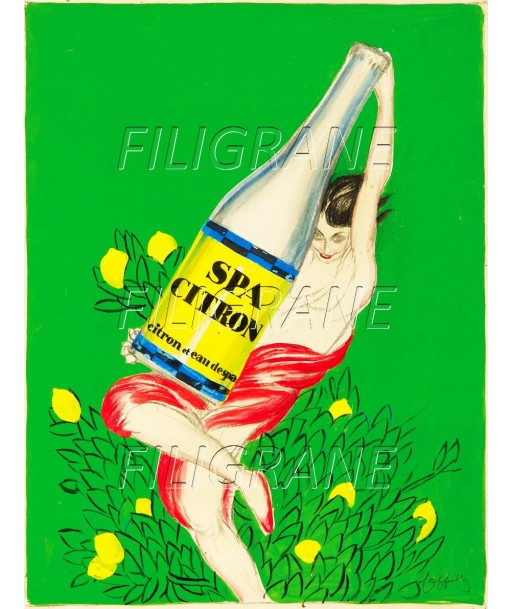 PUB SPA CITRON EAU Rrag-POSTER/REPRODUCTION d1 AFFICHE VINTAGE en stock