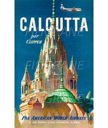 AIRLINES CALCUTTA PAN AMERICAN Rrzu-POSTER/REPRODUCTION d1 AFFICHE VINTAGE soldes