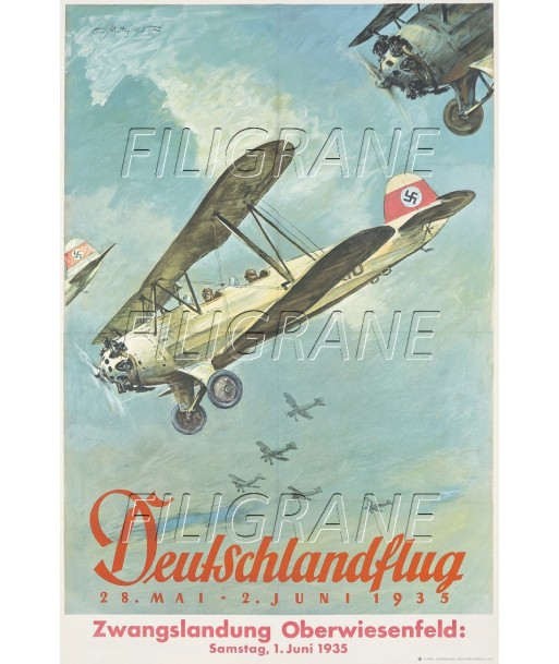 AIRLINES DEUTSCHLANDFLUG 1935 Rtqe-POSTER/REPRODUCTION d1 AFFICHE VINTAGE acheter en ligne