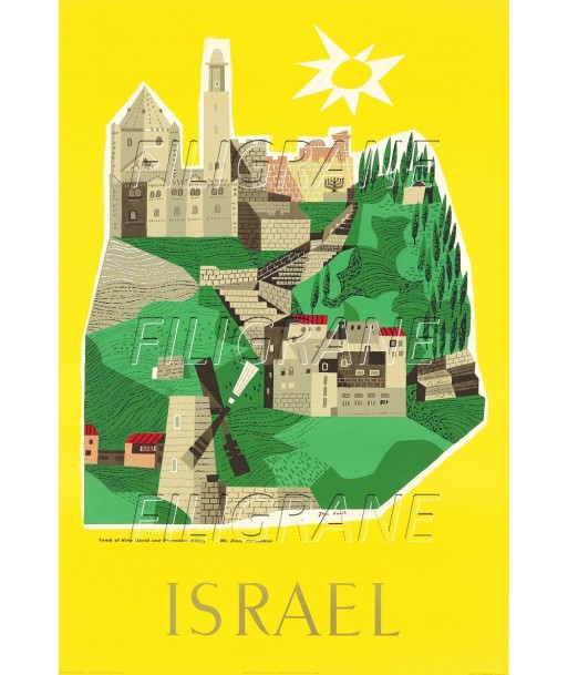 AIRLINES ISRAEL  Rmfi-POSTER/REPRODUCTION d1 AFFICHE VINTAGE Pour