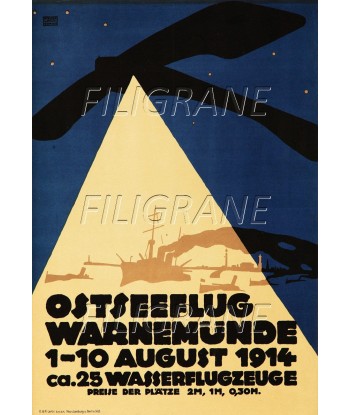 AIRLINES OSTSEEFLUG WARNEMUNDE 1914 Rwxh-POSTER/REPRODUCTION d1 AFFICHE VINTAGE de votre