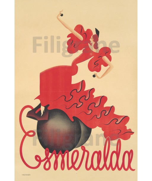 SPECTACLE ESMERALDA Rf20-POSTER/REPRODUCTION d1 AFFICHE VINTAGE rembourrage situé sous