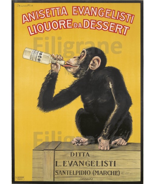 PUB EVANGELISTI ANISETTA Rooe-POSTER/REPRODUCTION d1 AFFICHE VINTAGE france