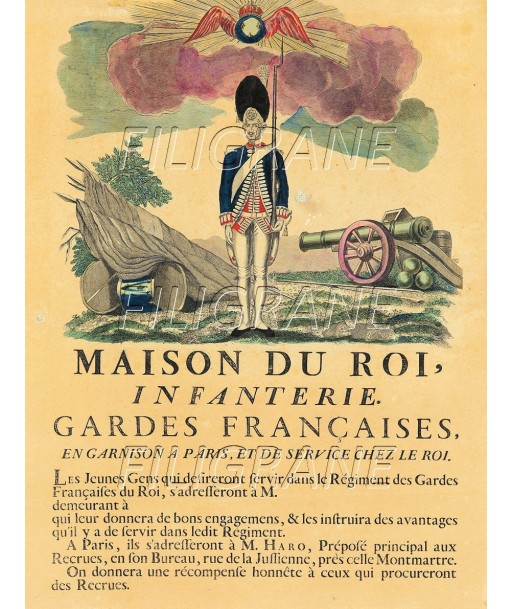 ARMêE GARDES FRANçAISES INFANTERIE Rztf-POSTER/REPRODUCTION d1 AFFICHE VINTAGE de France