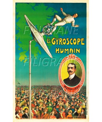 CIRQUE GYROSCOPE HUMAIN MENN RET Rcpj-POSTER/REPRODUCTION d1 AFFICHE VINTAGE de France