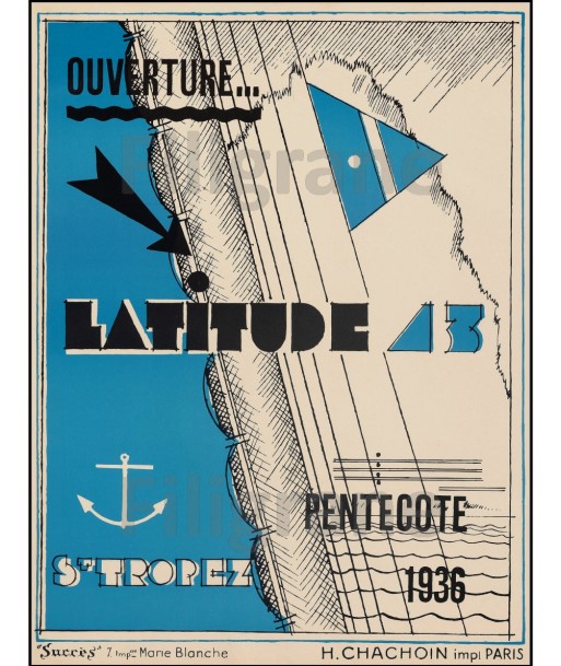 PUB LATITUDE 13 ST TROPEZ 1936 Rccx-POSTER/REPRODUCTION d1 AFFICHE VINTAGE offre 